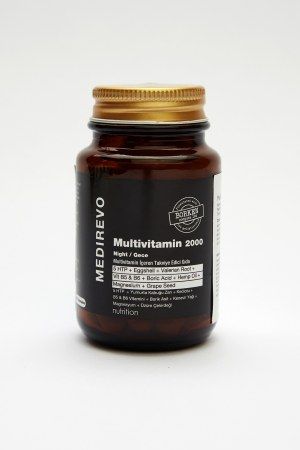 Multivitamin 2000 Night - 25 Tablets (5 HTP, Yumurta Kabuğu Zarı, Kediotu, B5 & B6 Vitamini, BorKen, Magnezyum, Üzüm Çekirdekli Gece Multivitamini)